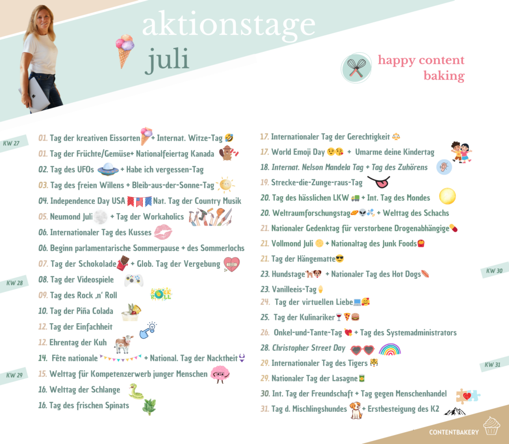 Aktionstage Juli Thementage Juli